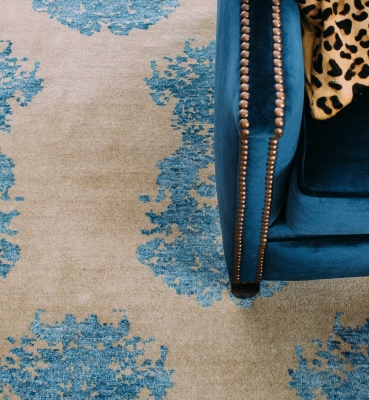 “The French Connection Rug” from $3,500 – Pure New Zealand Wool and Silk Blend – Hand Knotted – Informal Living Area